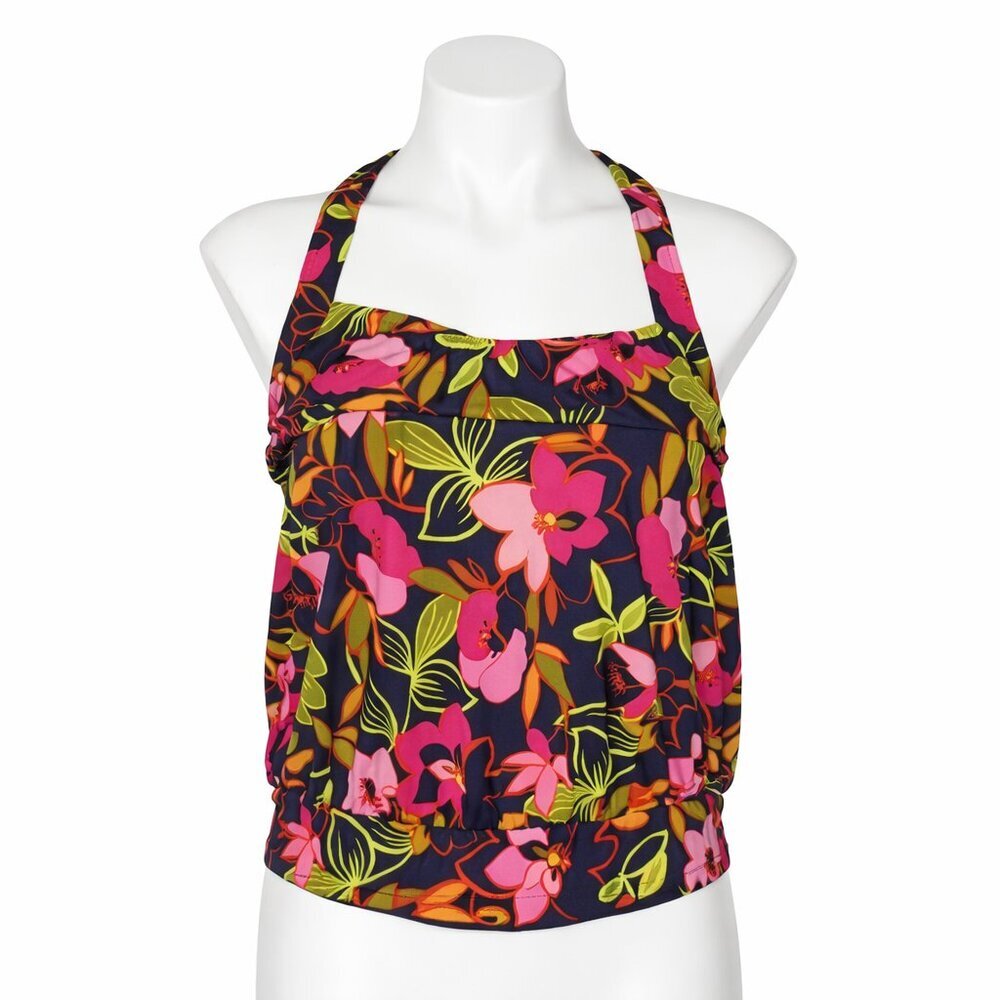NWT LANDS’ END Deep Sea Jungle Floral Blouson Swim Tankini Size 10 - Picture 1 of 7